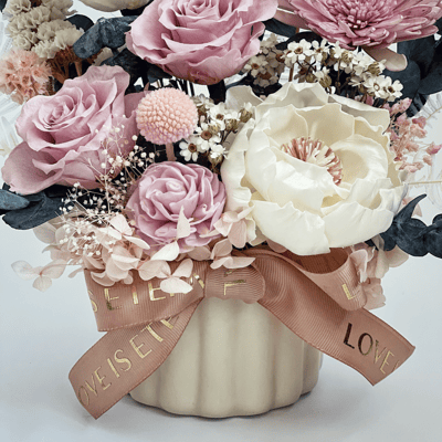 柔霧粉紅永生玫瑰盆花(小型）4