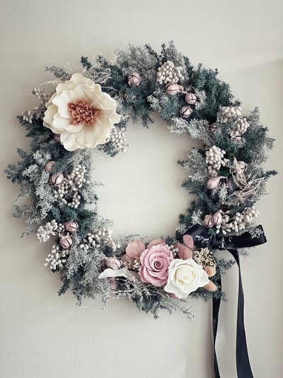 【熱銷】巴黎玫瑰永生聖誕花圈1