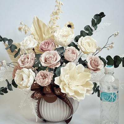 奶茶色永生玫瑰盆花(大型）4