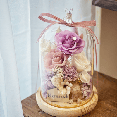 【兩人成團享優惠】永生花LED燈玻璃鐘單品課5