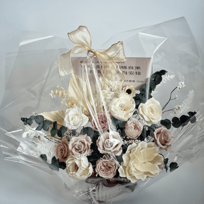 奶茶色永生玫瑰盆花(大型）5