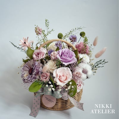 霧春花語・永生玫瑰擴香花籃單品課1