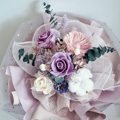 紫色永生玫瑰花束3