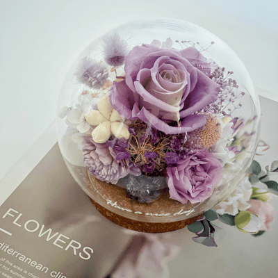 開運水晶樹永生玫瑰玻璃球11