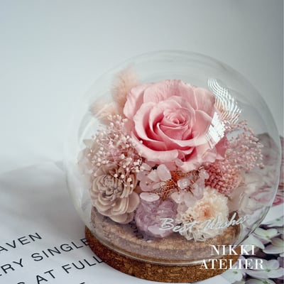 開運水晶樹永生玫瑰玻璃球14