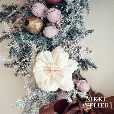 【新款】 雪映花語永生聖誕花圈5