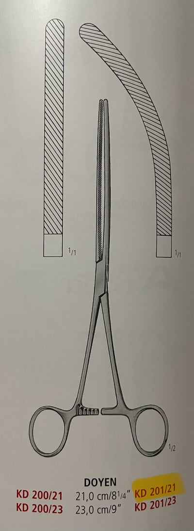 DOYEN INTESTINAL CLAMP FCPS STR/CVD 21CM2