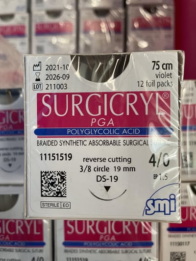 動物用多股合成吸收線PGA 4-0角針1