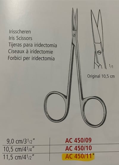 IRIS SCISSORS STR SH/SH 11.5 CM1