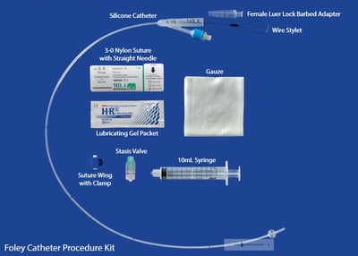 Foley Urinary Catheters with Wire Stylet in a Procedure Kit2