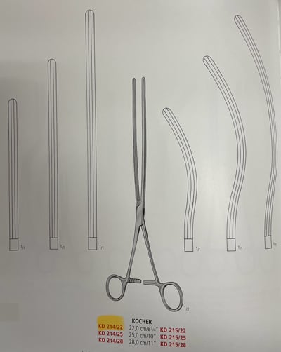 KOCHER INT.CLAMP FCPS STR/CVD ELASTIC 22.0CM1