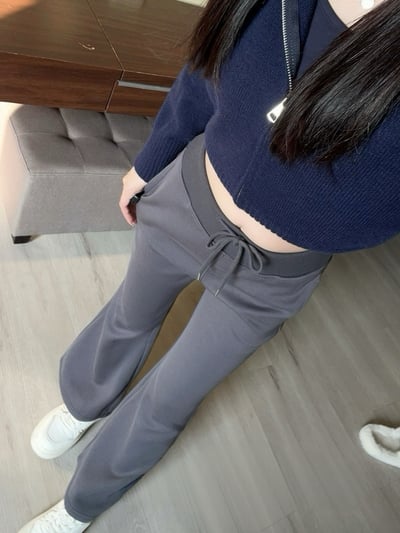 高腰綁繩喇叭棉長褲｜三色9
