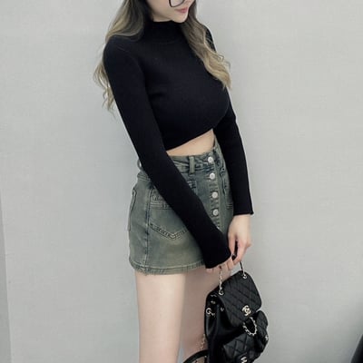 厚磅短版高領針織上衣｜五色8