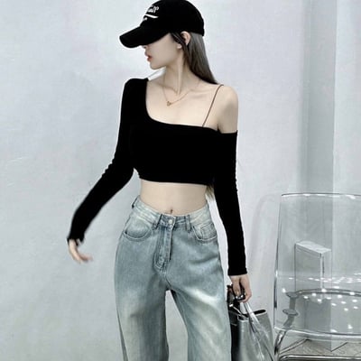 單肩單繩短版長袖｜六色8