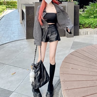 後排釦短版牛仔外套6