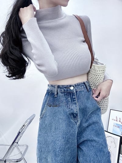 厚磅短版高領針織上衣｜五色13