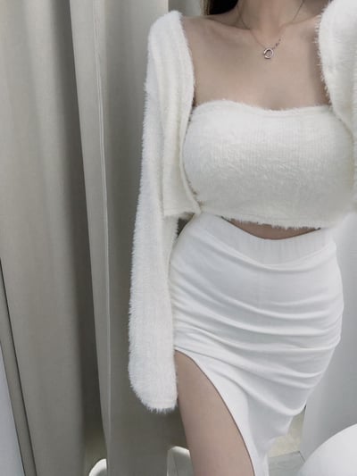 海毛桃心罩杯平口+外罩衫｜二色2