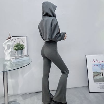 短版帽踢+綁繩喇叭褲套裝｜四色11