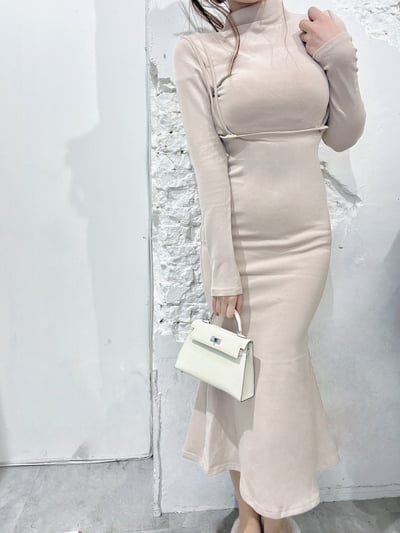 厚磅內杯高領+魚尾長裙套裝｜五色11