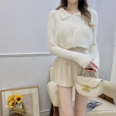 翻領排釦海毛毛衣｜三色6