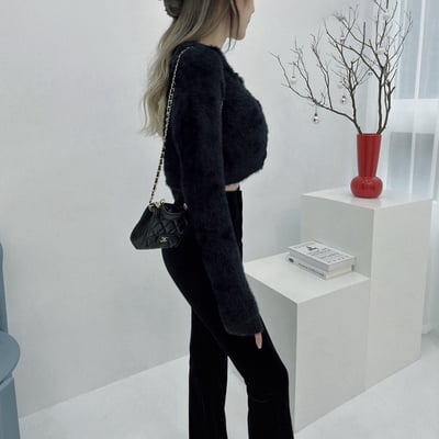 翻領排釦海毛毛衣｜三色4