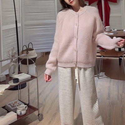 厚磅粗針織排釦毛衣｜三色1