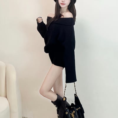 針織寬鬆平口毛衣+短褲套裝｜四色8