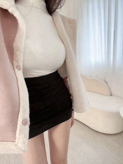 高腰抓皺包臀短裙｜四色9