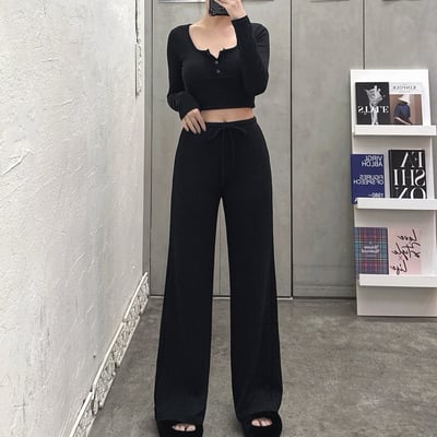 排釦罩杯長袖+披肩+喇叭長褲套裝｜三色7