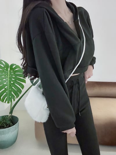 短版帽踢+綁繩喇叭褲套裝｜四色14