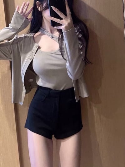 高腰西裝圓弧短褲｜三色8