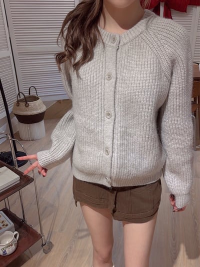 厚磅粗針織排釦毛衣｜三色7