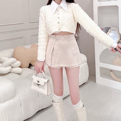 厚磅排釦針織毛衣+翻領襯衫｜三色6