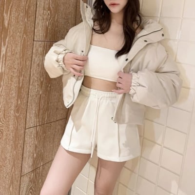 高腰抽繩皮革短褲｜三色5