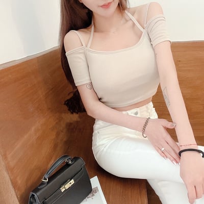 露肩吊帶平口短恤｜四色4