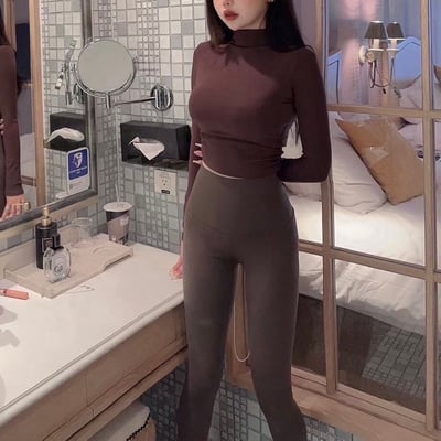 高領側抓皺罩杯長袖上衣｜五色6