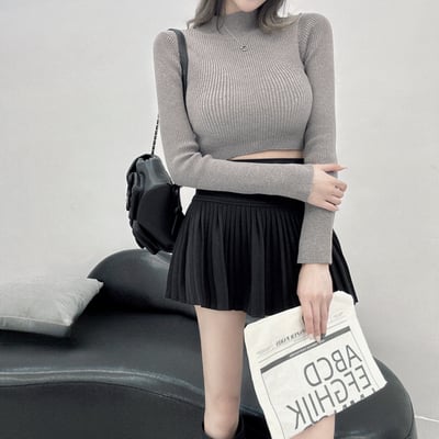 厚磅短版高領針織上衣｜五色5