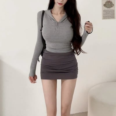 高腰抓皺包臀短裙｜四色6