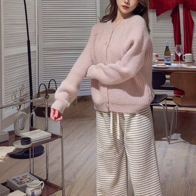 厚磅粗針織排釦毛衣｜三色2