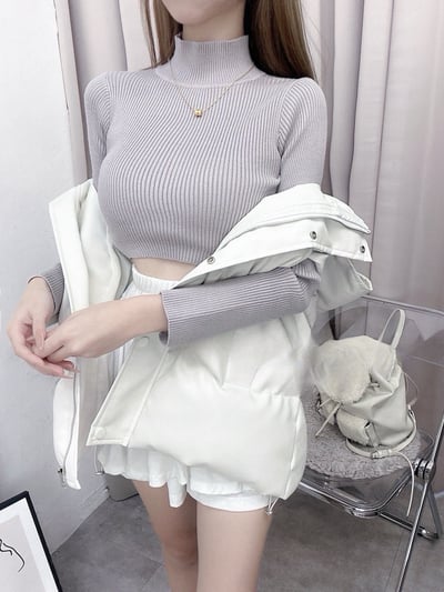 厚磅短版高領針織上衣｜五色11