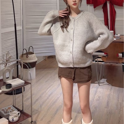 厚磅粗針織排釦毛衣｜三色9