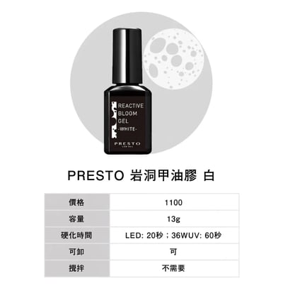 PRESTO｜岩洞甲油膠 白4
