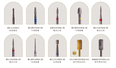 Artis｜磨頭（圓柱卸甲、鑽石方柱、鑽石錐柱、鑽石火焰、鑽石帽型、旋轉火焰、圓柱交叉）1