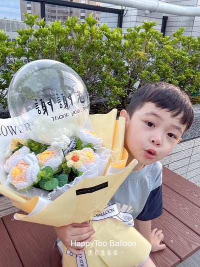 《可客製專屬名字》畢業手作針織花氣球-花束款7