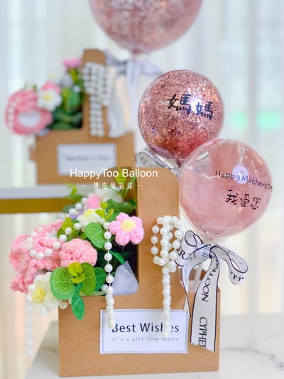母親節手作針織花氣球禮盒《手提盒款&水晶球款》10