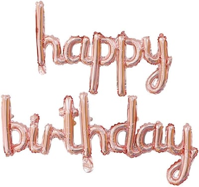 12吋 玫瑰金小寫連體生日快樂字母1