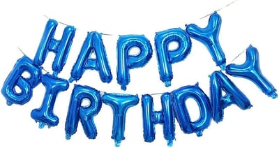 16吋 藍色生日快樂字母氣球1