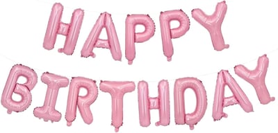 16吋 粉紅生日快樂字母氣球1