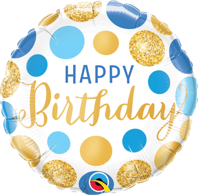 18吋 藍金圓點生日快樂1
