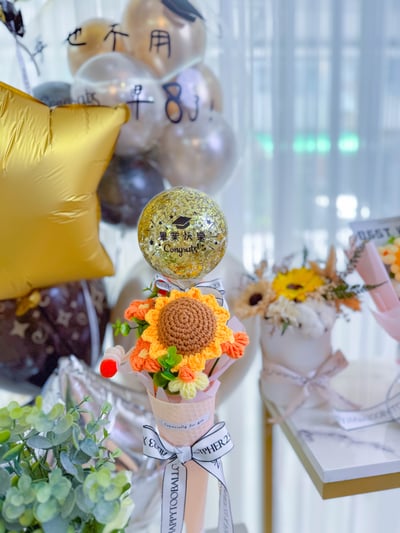 《可客製專屬名字》畢業手作針織花氣球 - 甜筒造型5